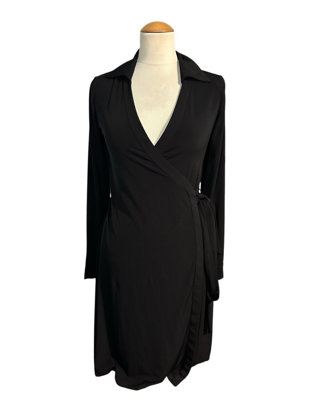 Calvin Klein Long Sleeve Wrap Dress Black Size 6
